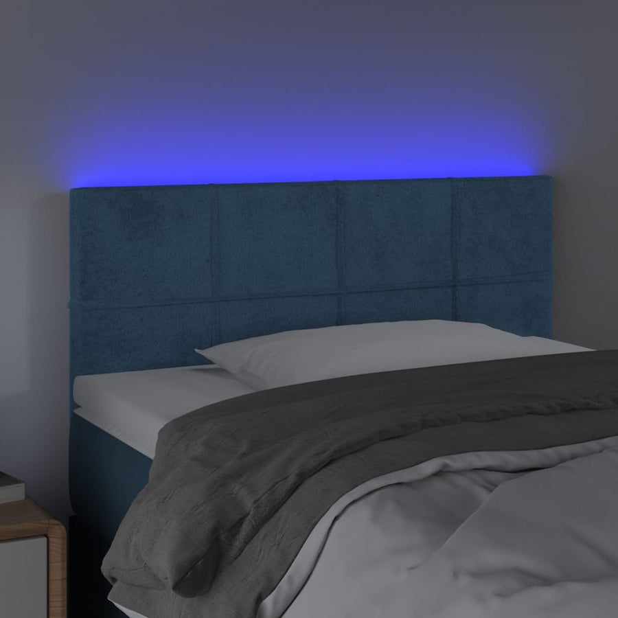 Hoofdbord Led Fluweel 90 x 5 x 78/88 cm Donkerblauw