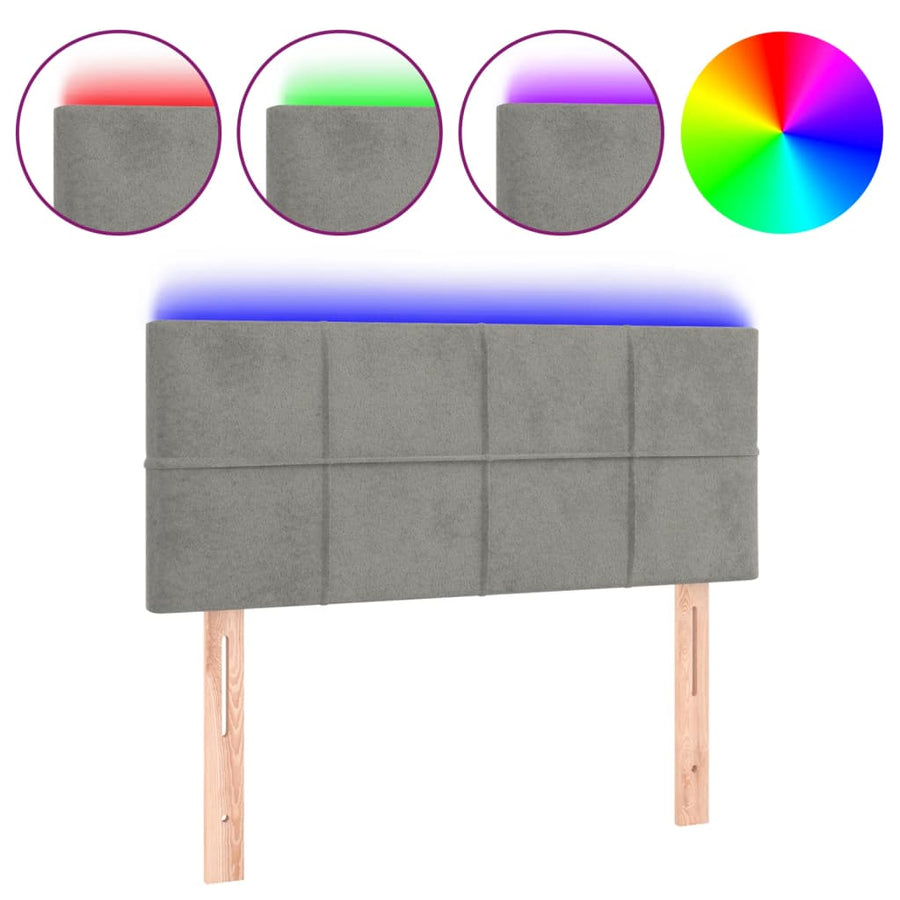 Hoofdbord Led Fluweel 100 x 5 x 78/88 cm Lichtgrijs