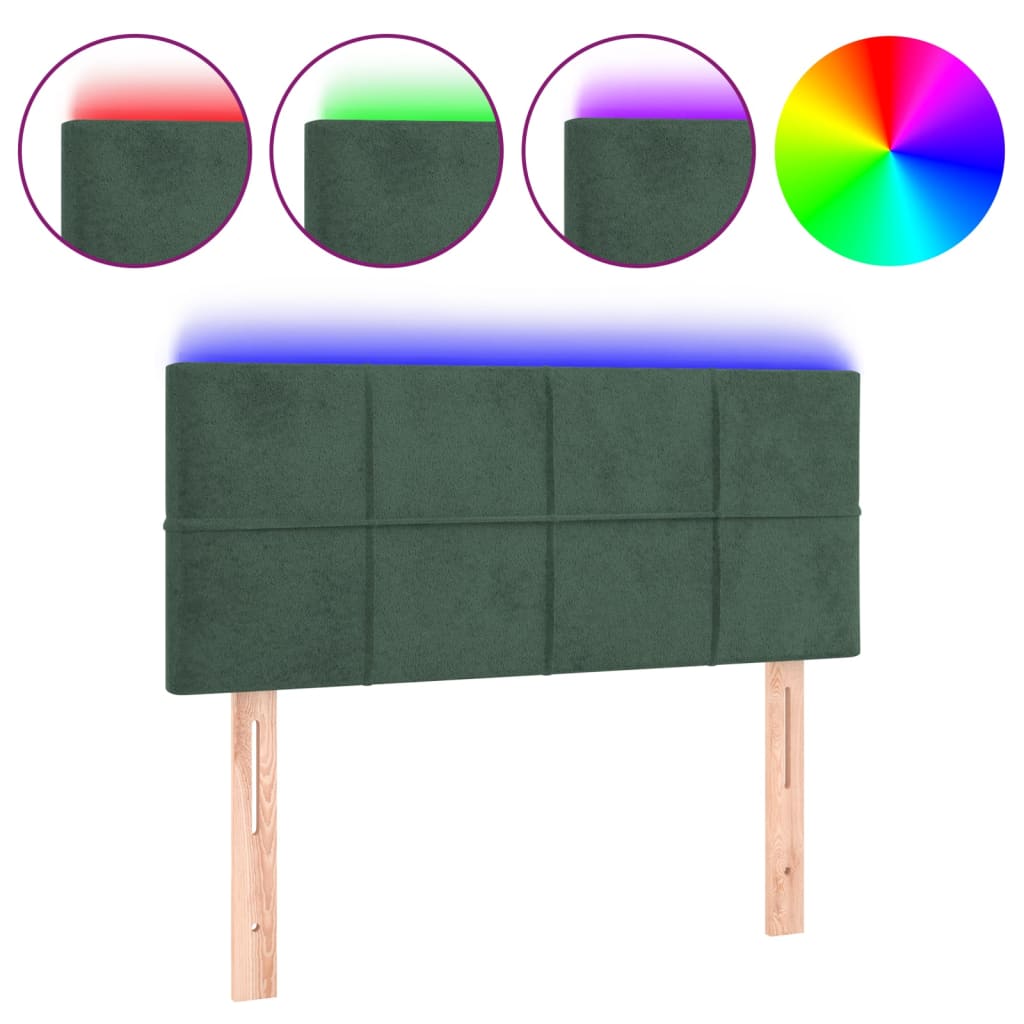 Hoofdbord Led Fluweel 100 x 5 x 78/88 cm Donkergroen