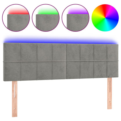Hoofdbord Led Fluweel 144 x 5 x 78/88 cm Lichtgrijs