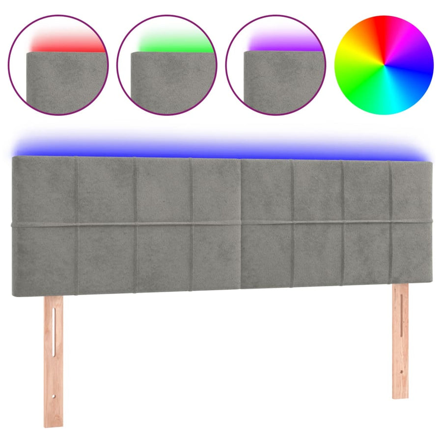 Hoofdbord Led Fluweel 144 x 5 x 78/88 cm Lichtgrijs