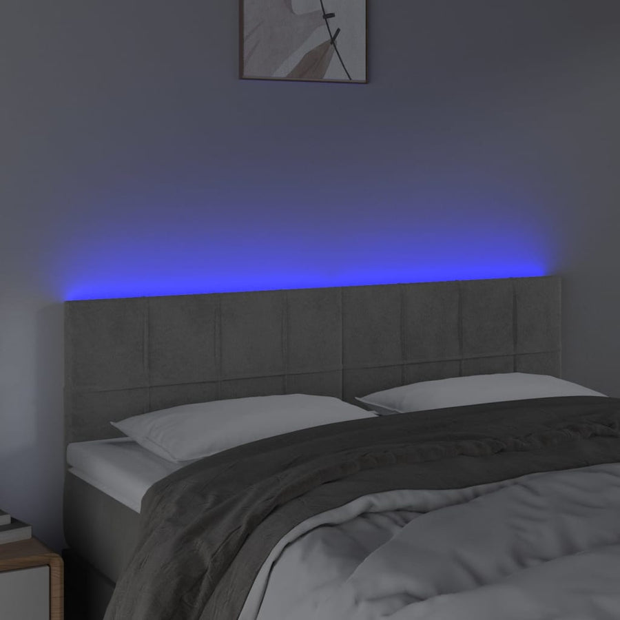 Hoofdbord Led Fluweel 144 x 5 x 78/88 cm Lichtgrijs