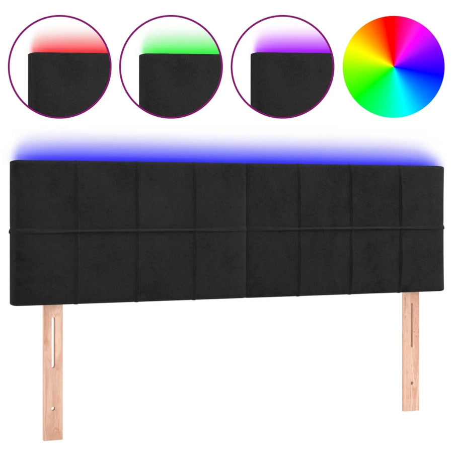 Hoofdbord Led Fluweel 144 x 5 x 78/88 cm Zwart