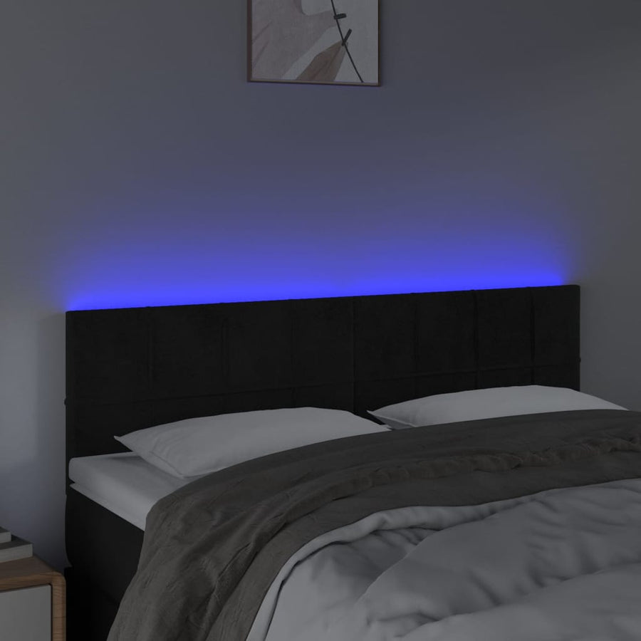 Hoofdbord Led Fluweel 144 x 5 x 78/88 cm Zwart