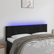 Hoofdbord 144x5x78/88 cm fluweel zwart LED