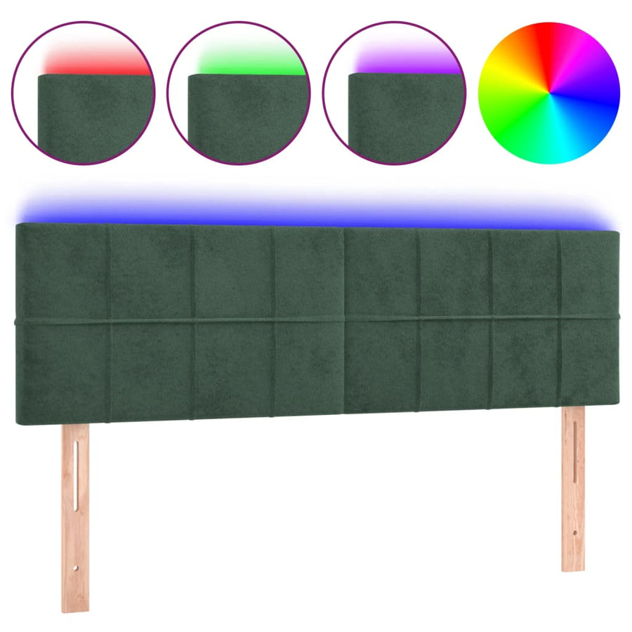 Hoofdbord Led Fluweel 144 x 5 x 78/88 cm Donkergroen