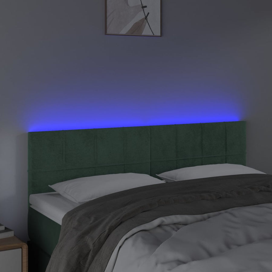 Hoofdbord Led Fluweel 144 x 5 x 78/88 cm Donkergroen