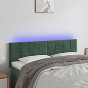 Hoofdbord 144x5x78/88 cm fluweel donkergroen LED