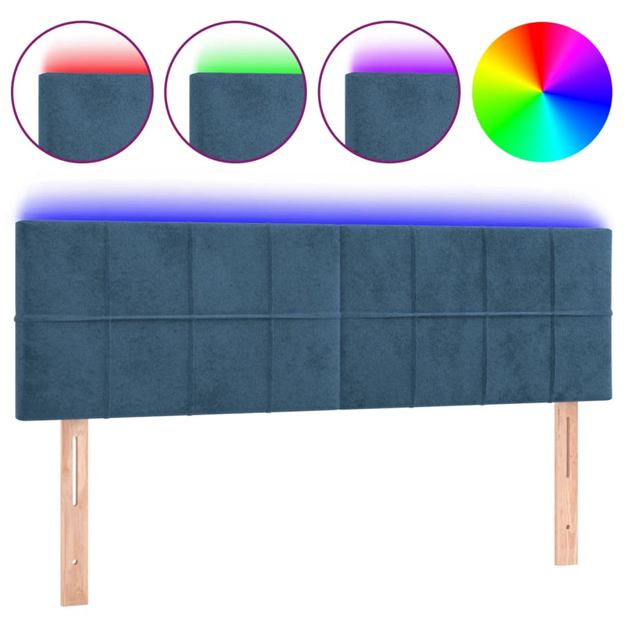 Hoofdbord Led Fluweel 144 x 5 x 78/88 cm Donkerblauw