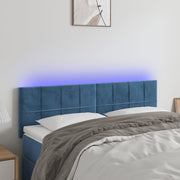 Hoofdbord 144x5x78/88 cm fluweel donkerblauw LED