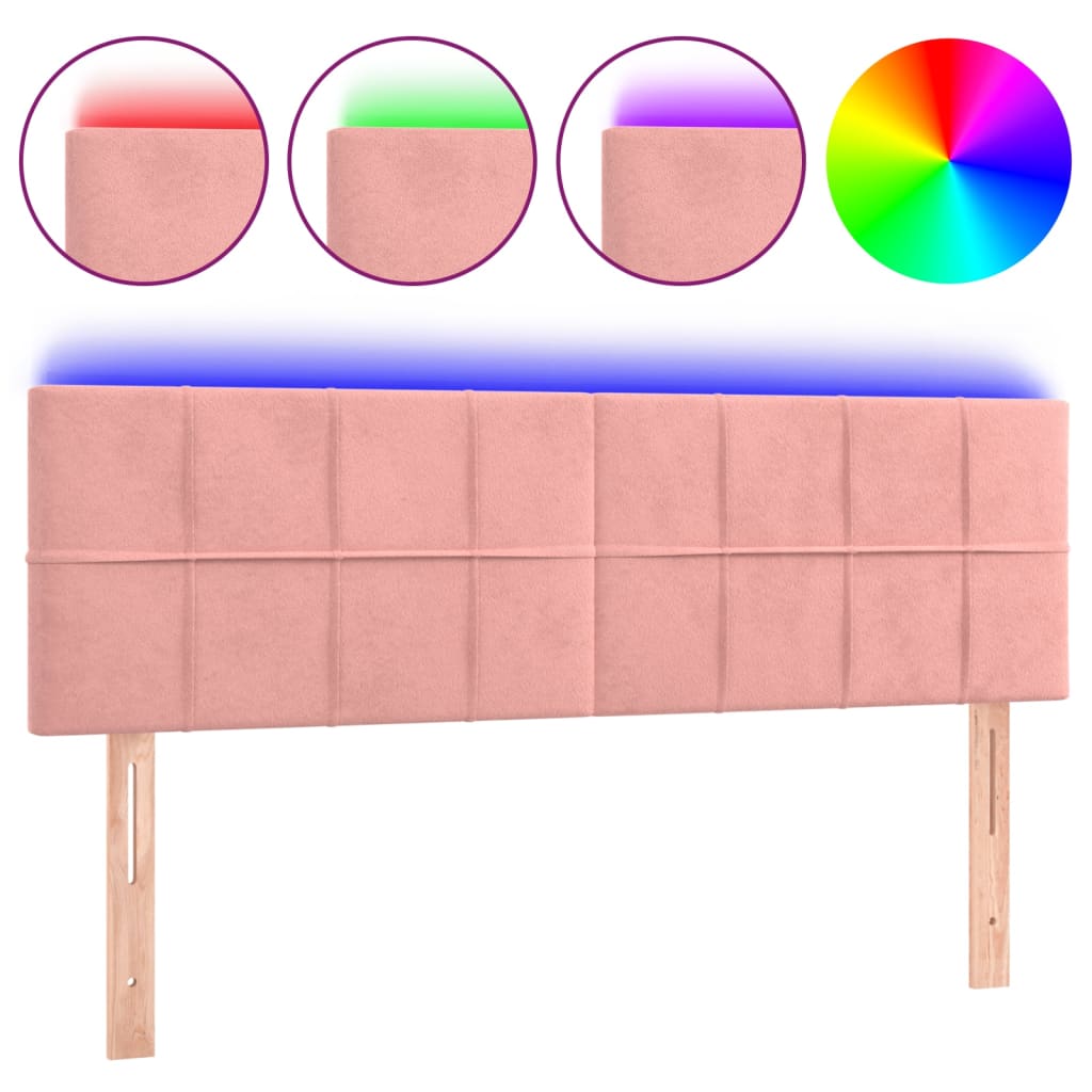 Hoofdbord Led Fluweel 144 x 5 x 78/88 cm Roze