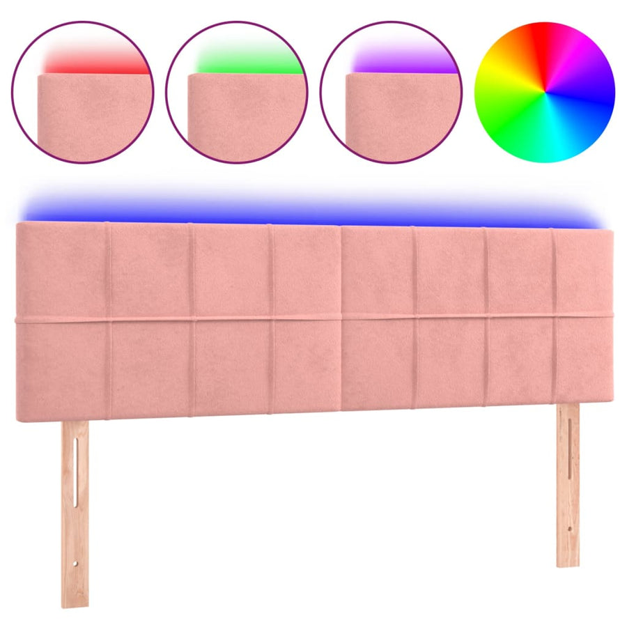 Hoofdbord Led Fluweel 144 x 5 x 78/88 cm Roze