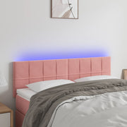 Hoofdbord 144x5x78/88 cm fluweel roze LED