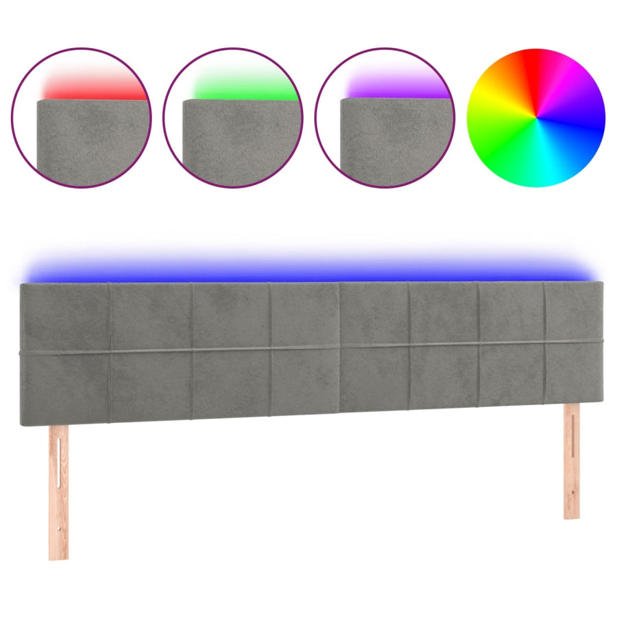 Hoofdbord Led Fluweel 160 x 5 x 78/88 cm Lichtgrijs