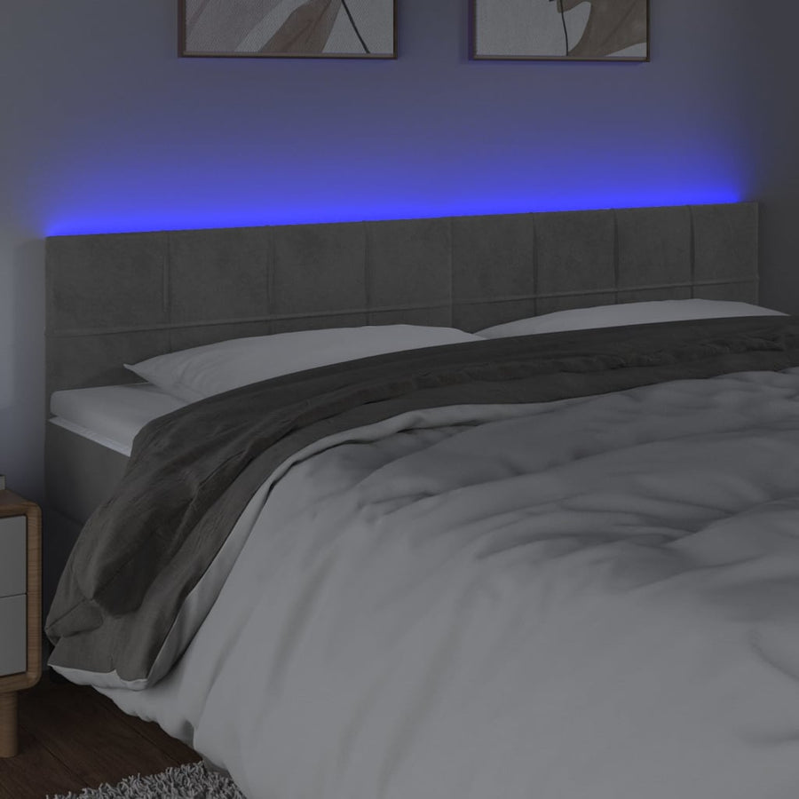 Hoofdbord Led Fluweel 160 x 5 x 78/88 cm Lichtgrijs