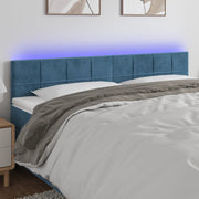 Hoofdbord 160x5x78/88 cm fluweel donkerblauw LED