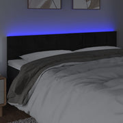Hoofdbord 180x5x78/88 cm fluweel zwart met LED