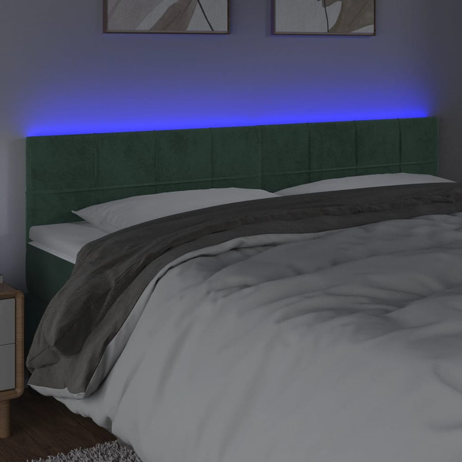 Hoofdbord Led Fluweel 180 x 5 x 78/88 cm Donkergroen