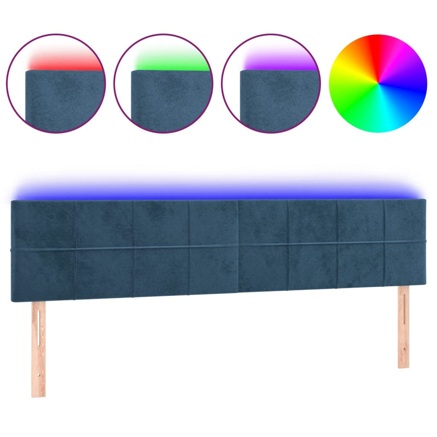 Hoofdbord Led Fluweel 1 180 x 5 x 78/88 cm Donkerblauw