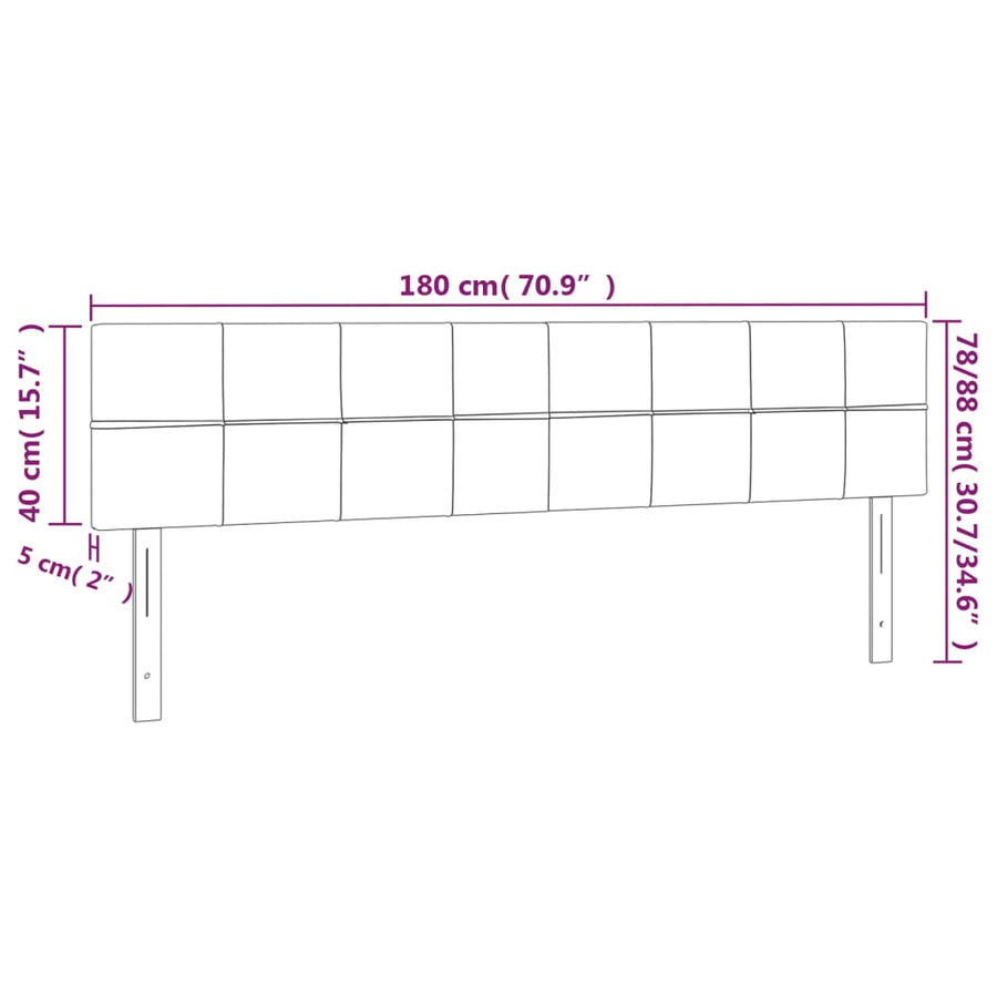 Hoofdbord Led Fluweel 1 180 x 5 x 78/88 cm Donkerblauw
