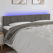 Hoofdbord 200x5x78/88 cm fluweel donkergrijs LED