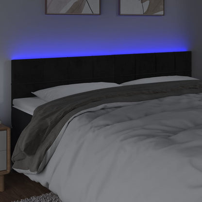 Hoofdbord Led Fluweel 200 x 5 x 78/88 cm Zwart