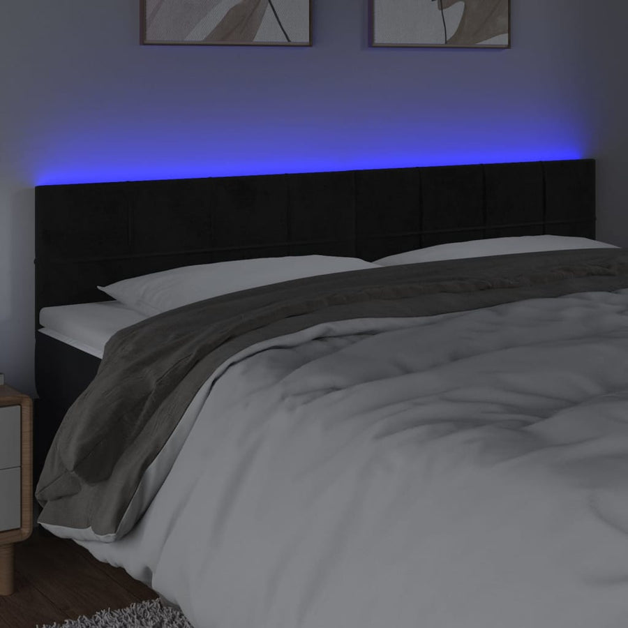 Hoofdbord Led Fluweel 200 x 5 x 78/88 cm Zwart