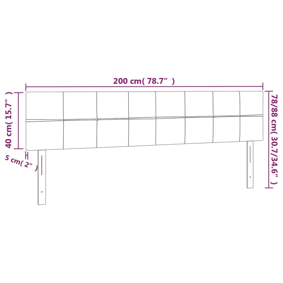 Hoofdbord Led Fluweel 200 x 5 x 78/88 cm Donkergroen