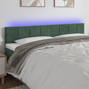 Hoofdbord 200x5x78/88 cm fluweel donkergroen LED