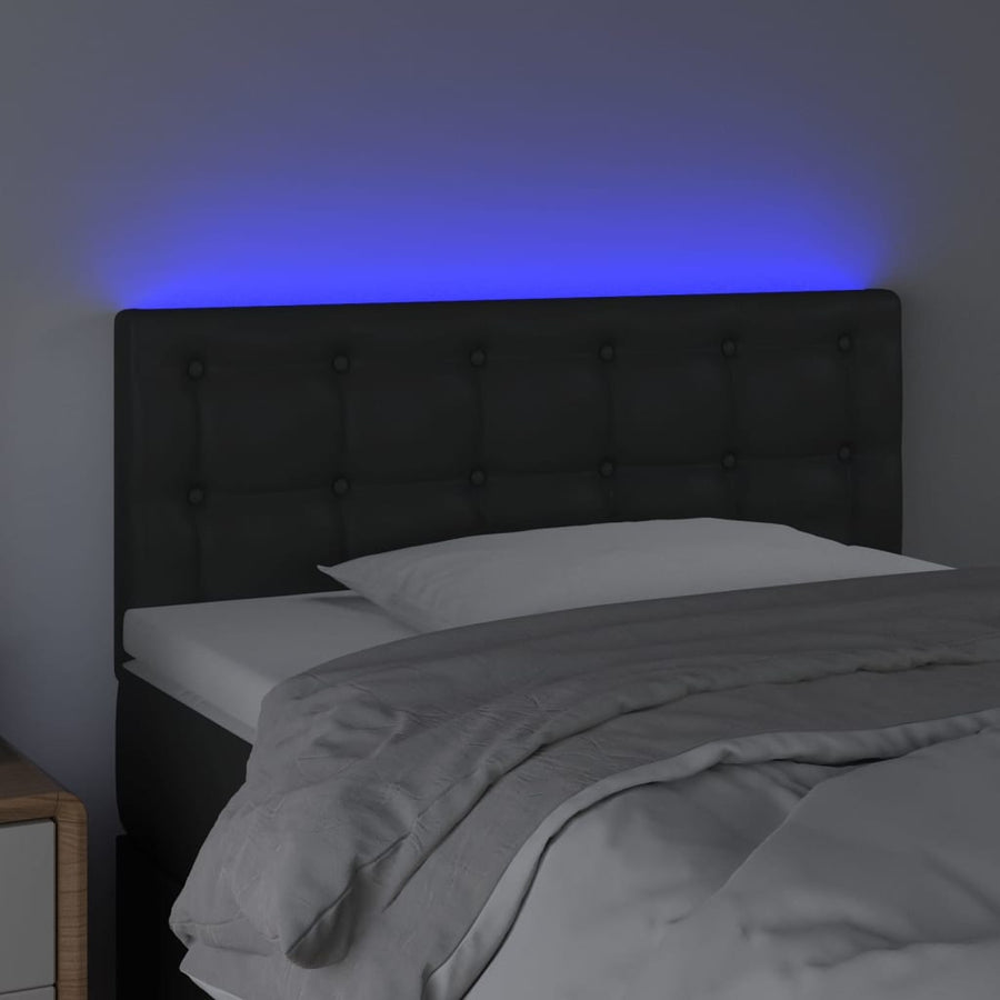 Hoofdbord Led Kunstleer 90 x 5 x 78/88 cm Zwart