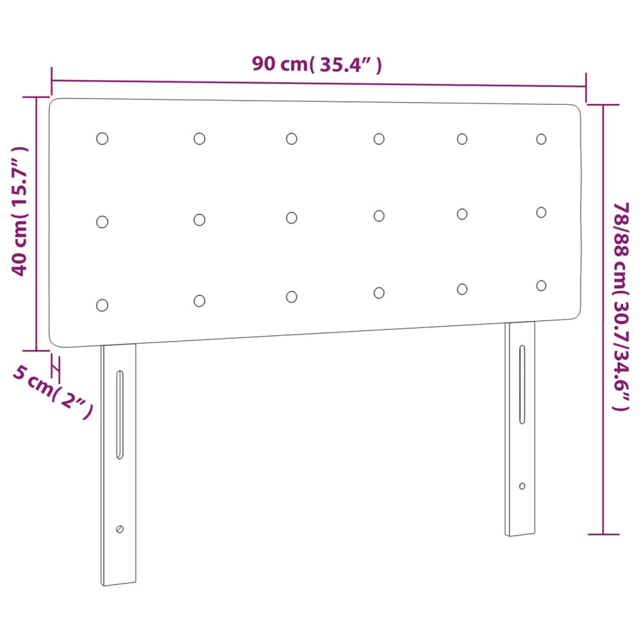 Hoofdbord Led Kunstleer 90 x 5 x 78/88 cm Zwart