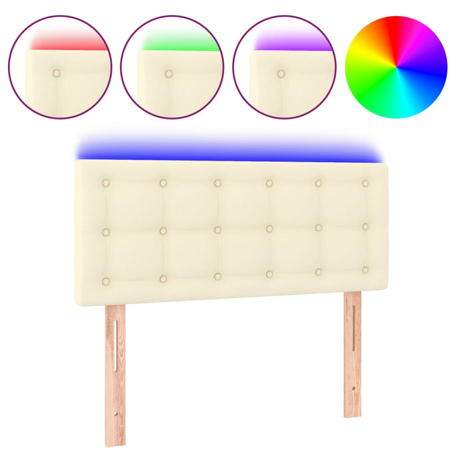 Hoofdbord Led Kunstleer Kleurig 90 x 5 x 78/88 cm Crème