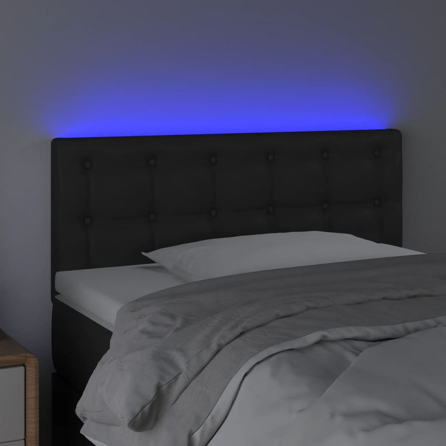 Hoofdbord Led Kunstleer 100 x 5 x 78/88 cm Zwart