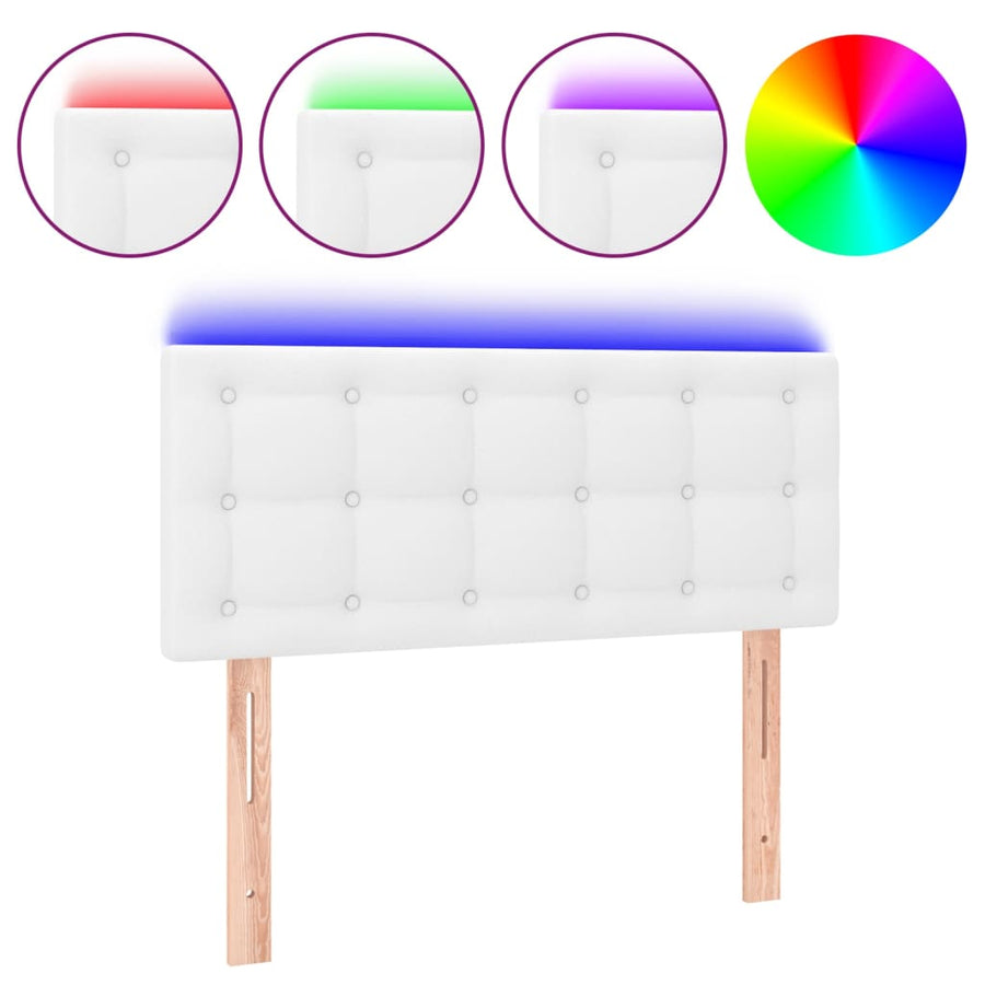 Hoofdbord Led Kunstleer 100 x 5 x 78/88 cm Wit