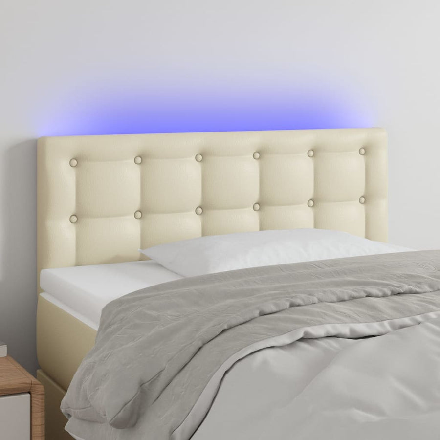 Hoofdbord Led Kunstleer Kleurig 100 x 5 x 78/88 cm Crème