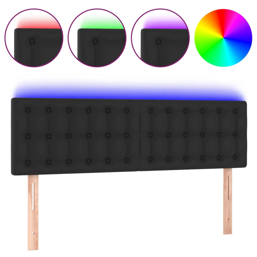 Hoofdbord Led Kunstleer 144 x 5 x 78/88 cm Zwart