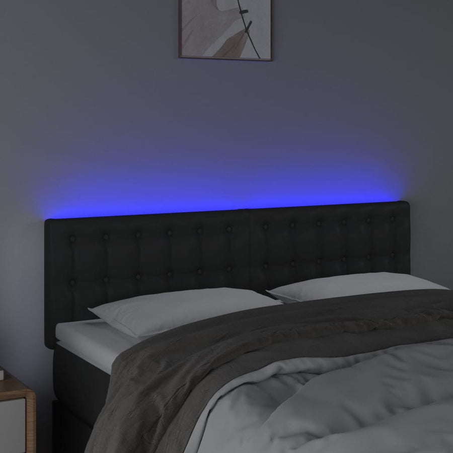 Hoofdbord Led Kunstleer 144 x 5 x 78/88 cm Zwart