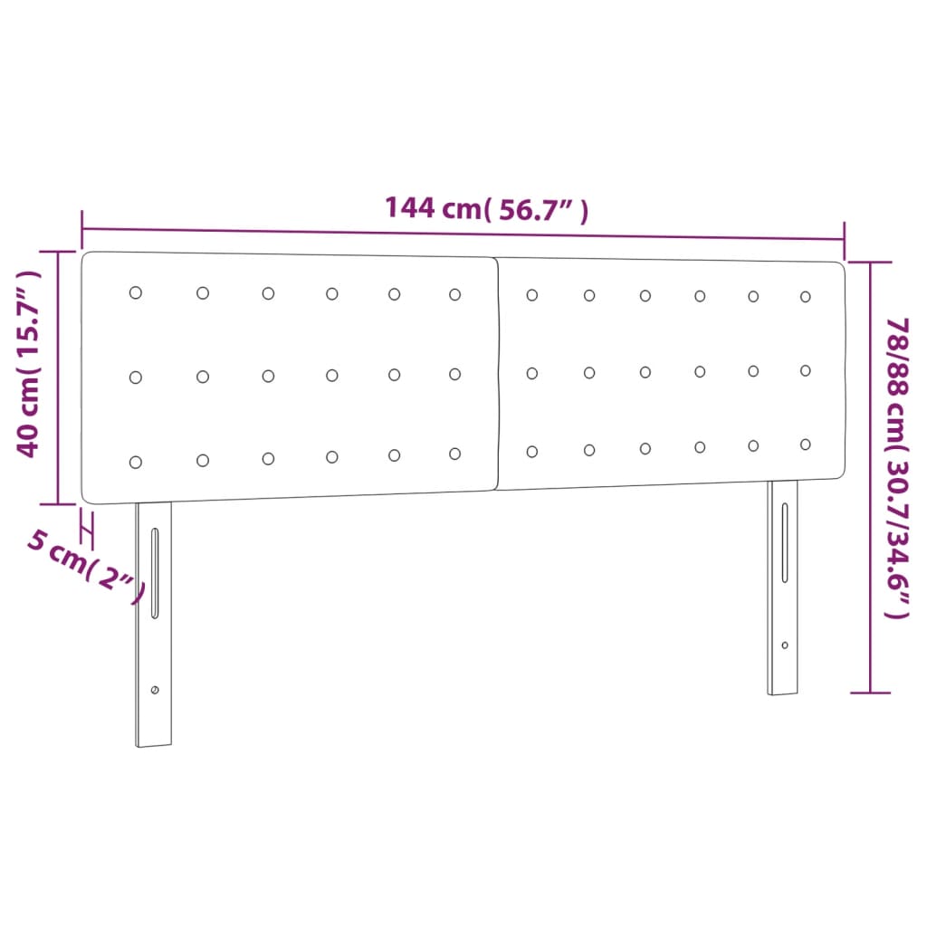 Hoofdbord Led Kunstleer 144 x 5 x 78/88 cm Zwart