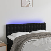 Hoofdbord 144x5x78/88 cm kunstleer zwart LED