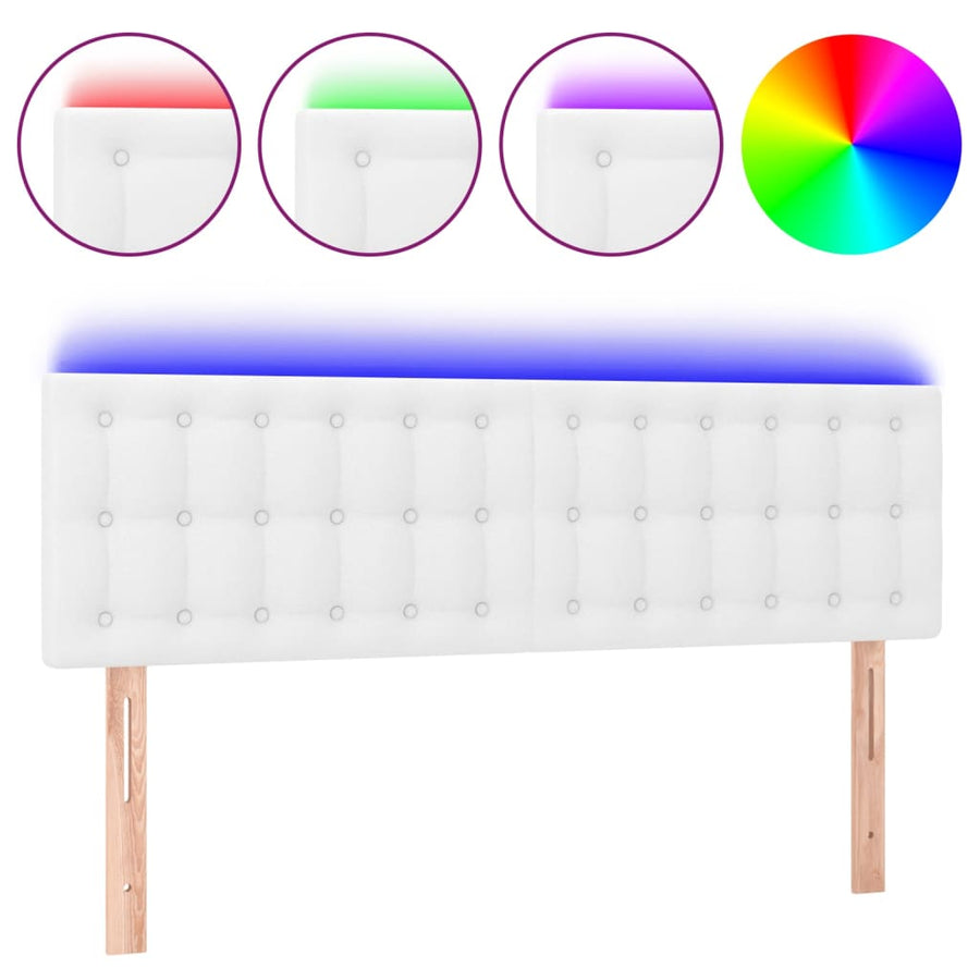 Hoofdbord Led Kunstleer 144 x 5 x 78/88 cm Wit