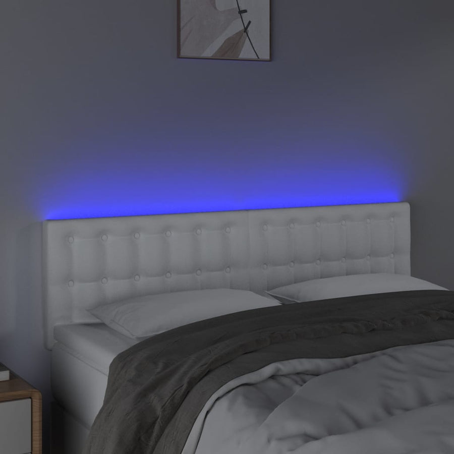 Hoofdbord Led Kunstleer 144 x 5 x 78/88 cm Wit