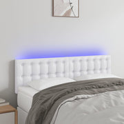 Hoofdbord 144x5x78/88 cm kunstleer wit LED