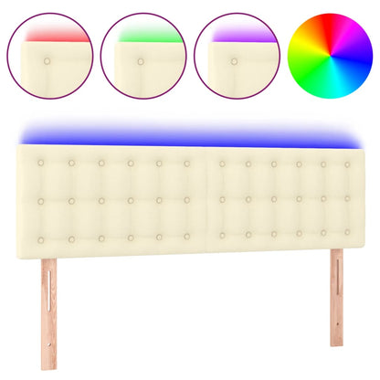 Hoofdbord Led Kunstleer Kleurig 144 x 5 x 78/88 cm Crème