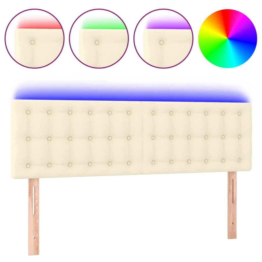 Hoofdbord Led Kunstleer Kleurig 144 x 5 x 78/88 cm Crème
