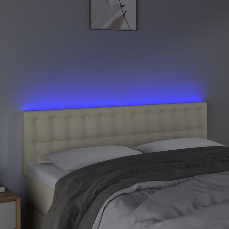 Hoofdbord Led Kunstleer Kleurig 144 x 5 x 78/88 cm Crème