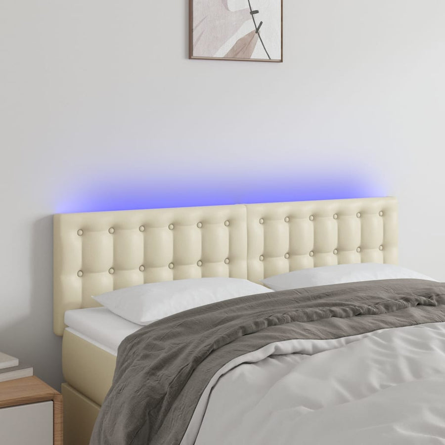 Hoofdbord Led Kunstleer Kleurig 144 x 5 x 78/88 cm Crème