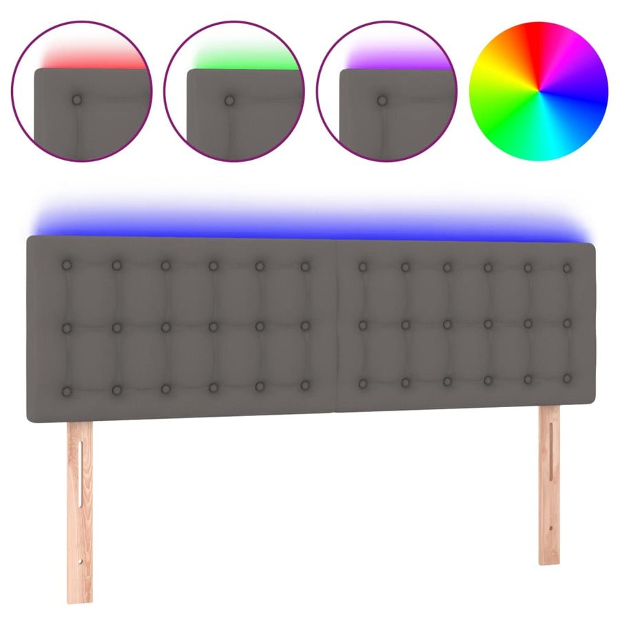Hoofdbord Led Kunstleer 144 x 5 x 78/88 cm Grijs