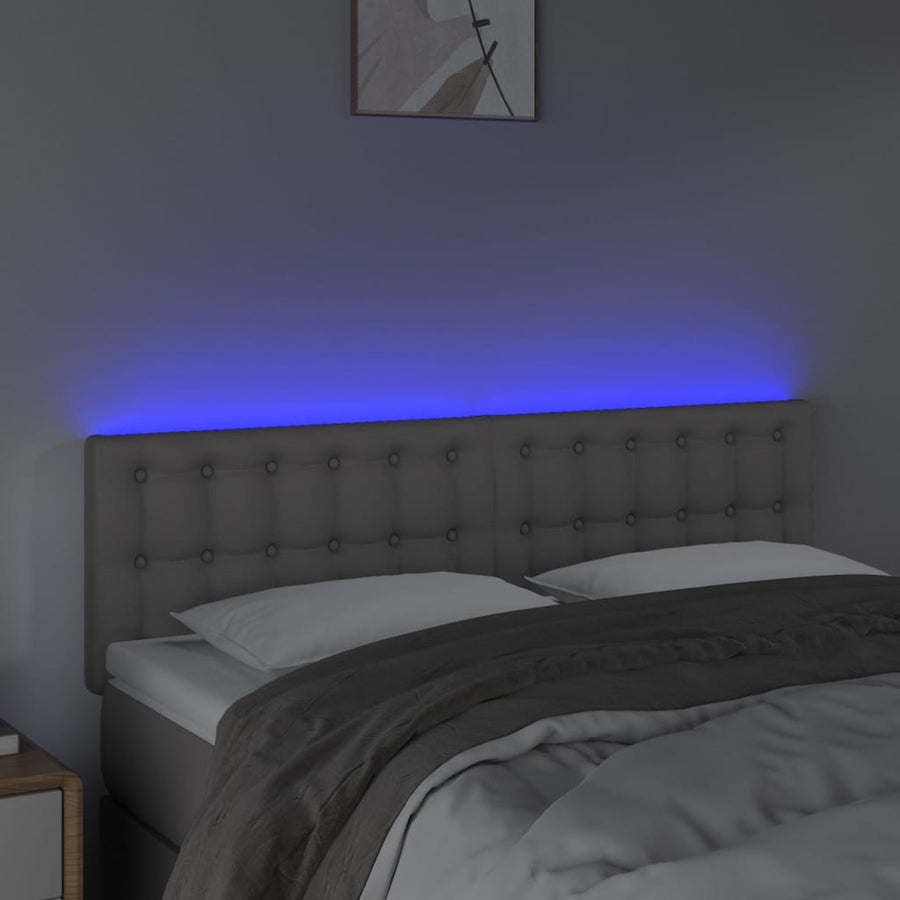 Hoofdbord Led Kunstleer 144 x 5 x 78/88 cm Grijs
