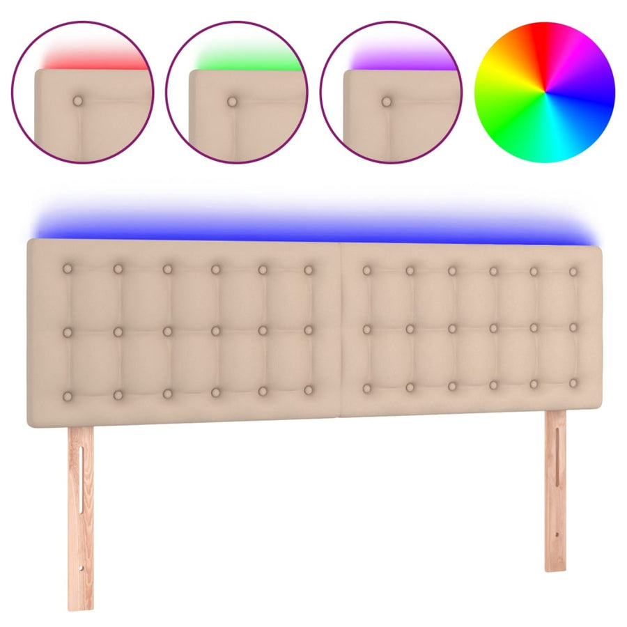 Hoofdbord Led Kunstleer Kleurig 144 x 5 x 78/88 cm Cappuccino