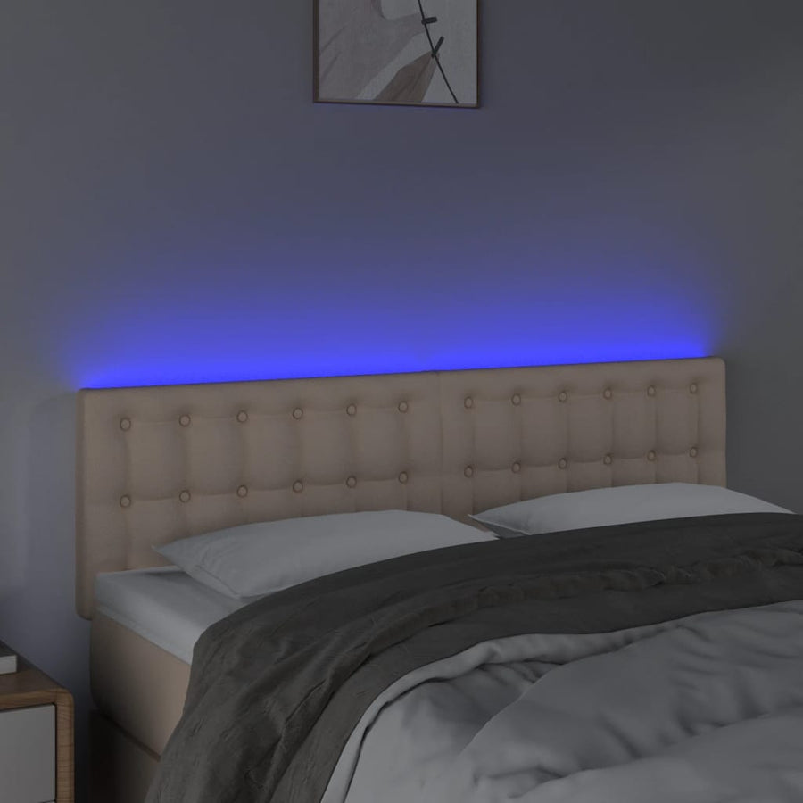Hoofdbord Led Kunstleer Kleurig 144 x 5 x 78/88 cm Cappuccino